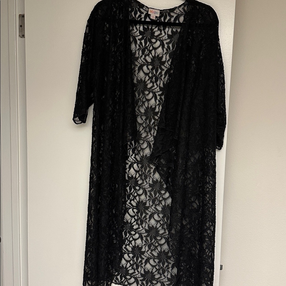 Black Lace Kimono Cardigan